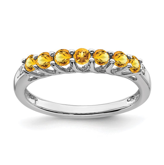 10K Yellow Gold White Gold Citrine and Diamond 7-stone Ring, Size 7