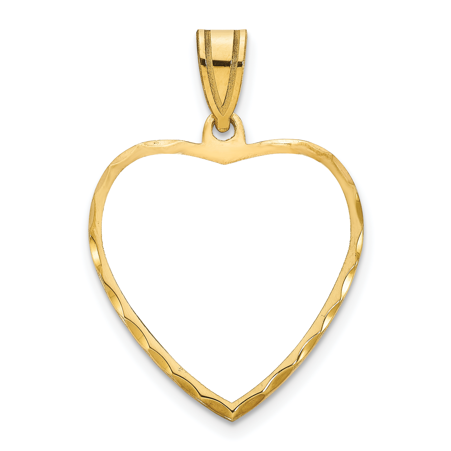 Sterling Silver Gold Plated Medium Diamond-cut Heart Picture Jewelry Pendant