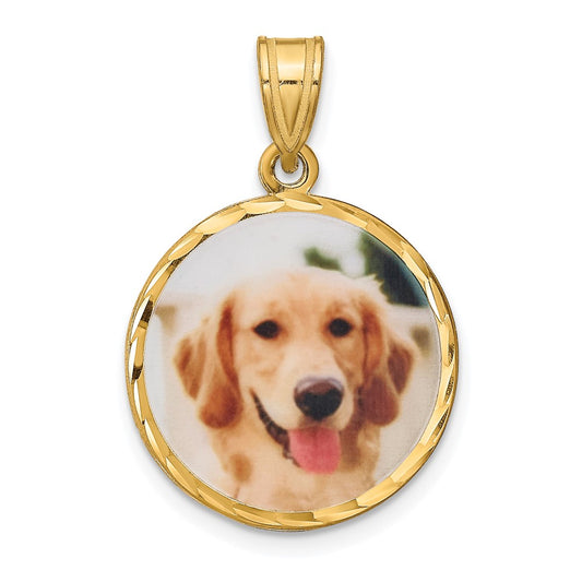 Sterling Silver Gold Plated Medium Diamond-cut Picture jewelry Disc Pendant