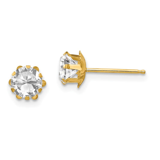 14K Yellow Gold Madi K 5mm Cubic Zirconia Birthatone (Apr) Earrings