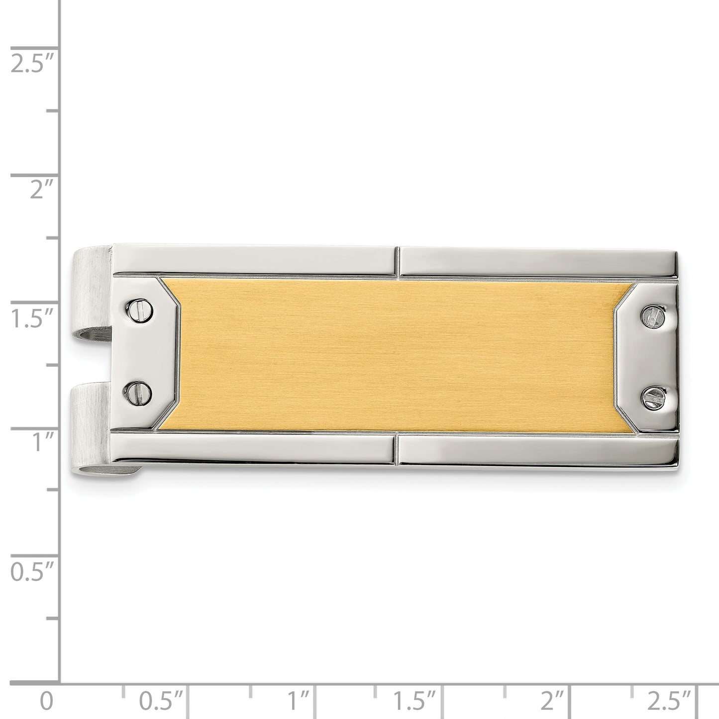 Chisel Stainless Steel Brushed and Polished Yellow IP-plated Money Clip