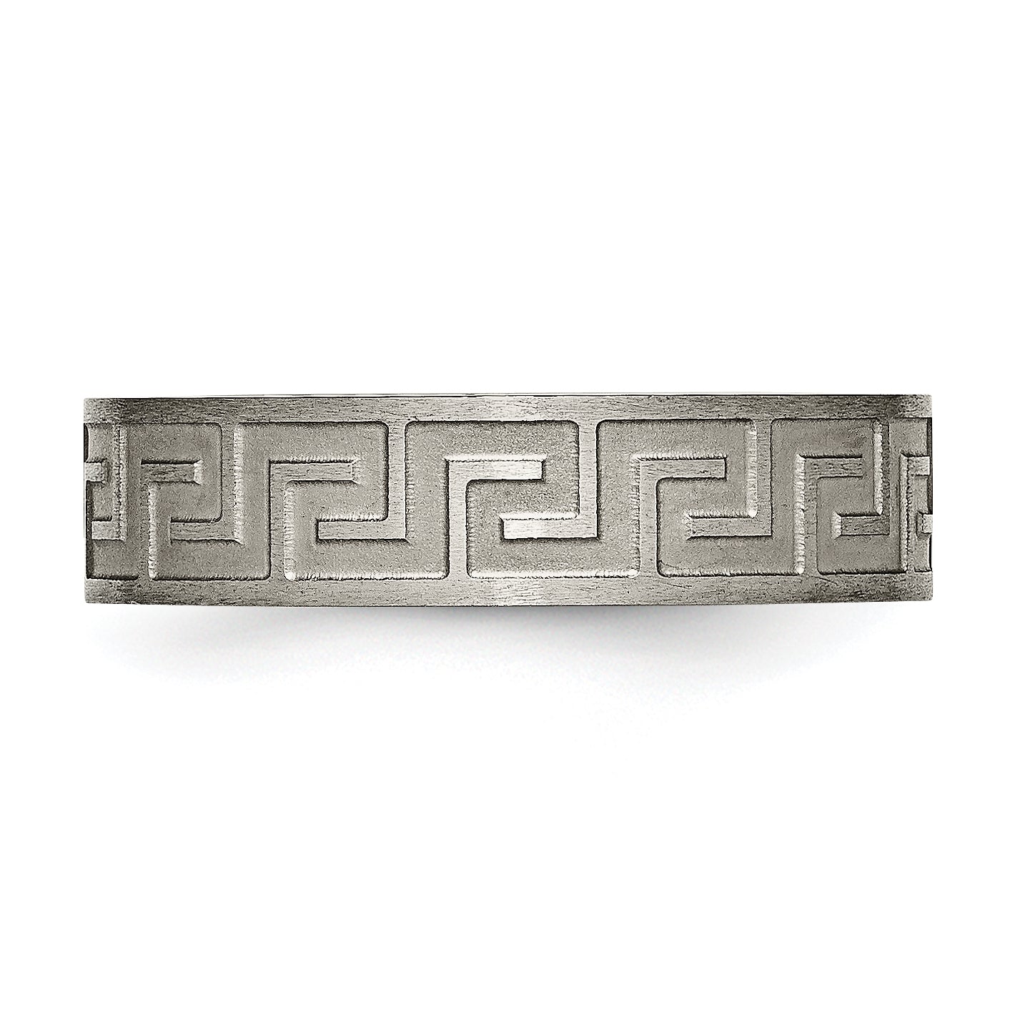 Titanium Greek Key 6mm Satin & Polished Band, Size 7