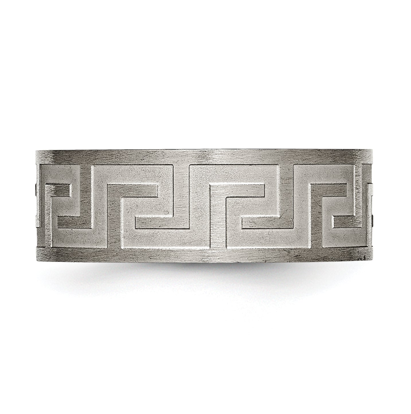 Titanium Greek Key 8mm Satin & Polished Band, Size 12