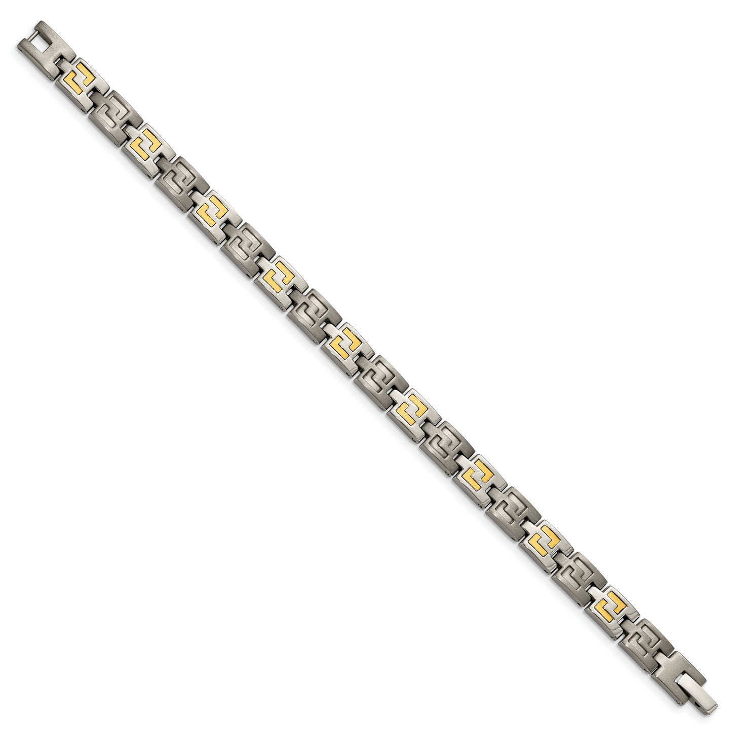 Chisel Titanium with 14k White Gold Inlay Brushed and Polished 8.5 inch Bracelet