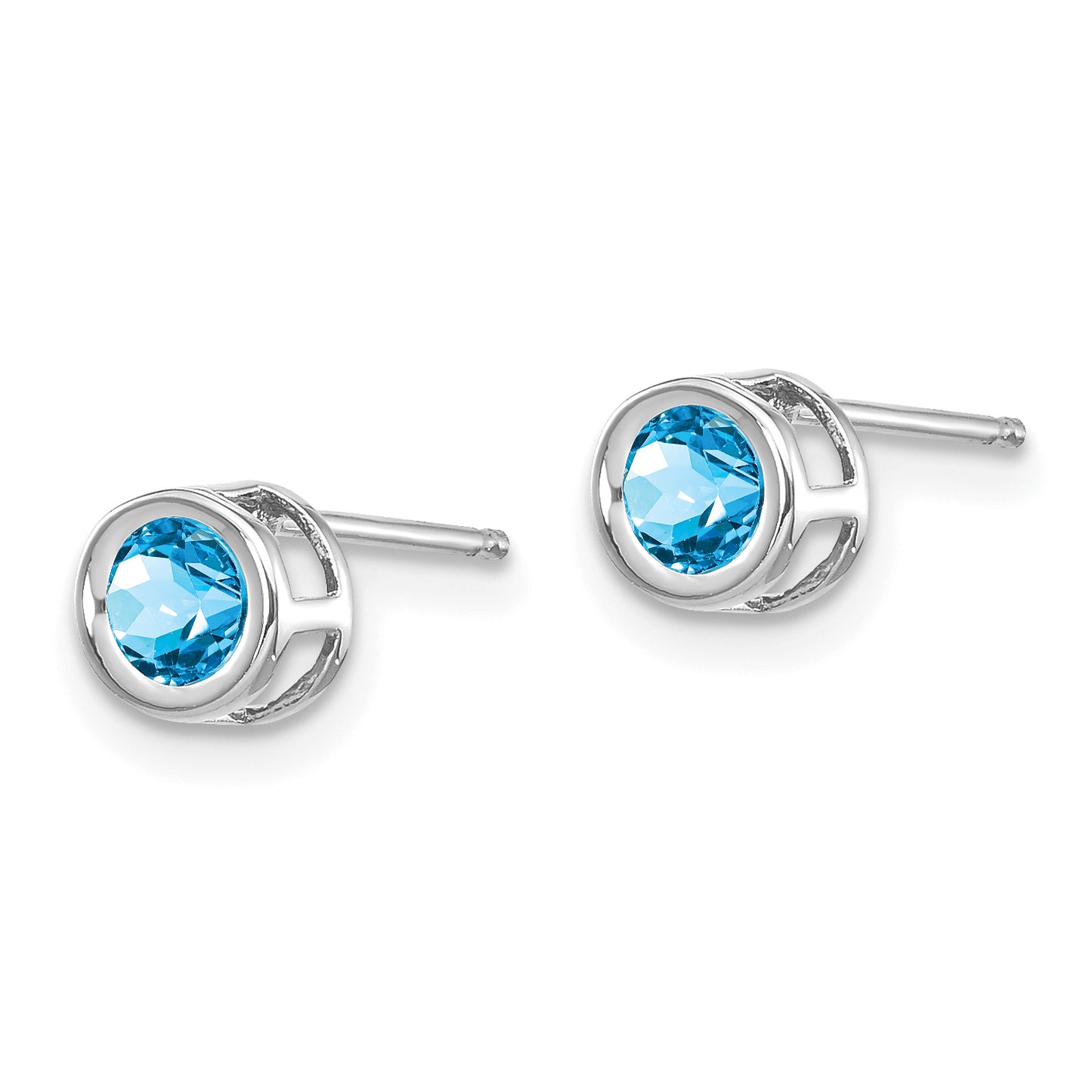 14k White Gold 4mm Blue topaz December Earrings