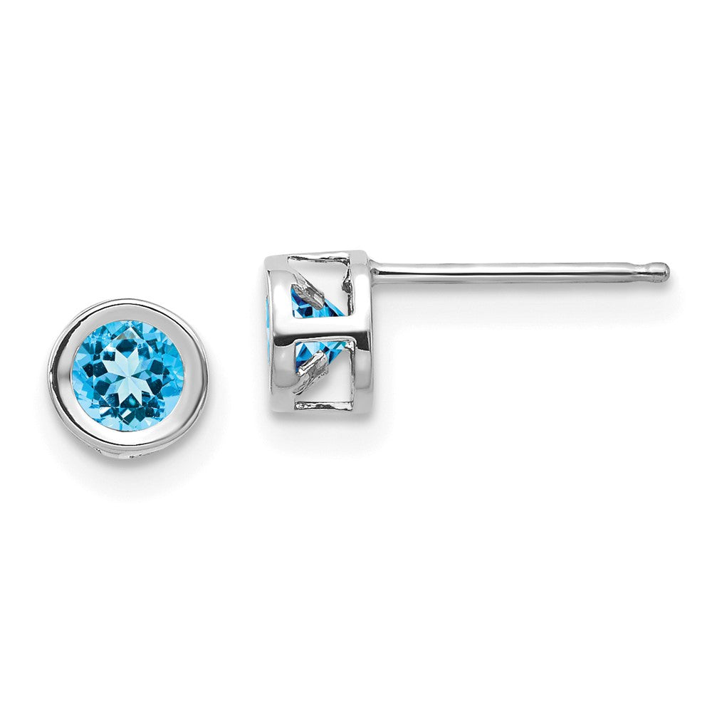 14k White Gold 4mm Blue topaz December Earrings