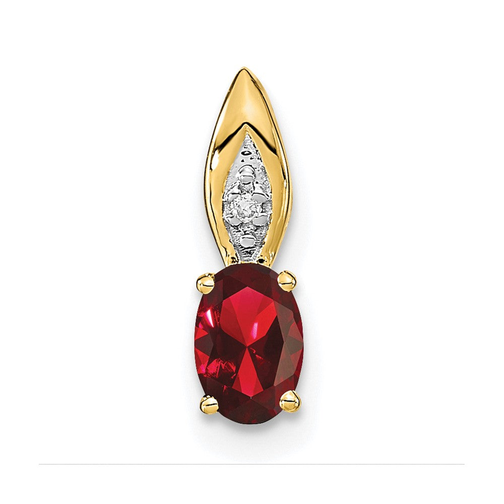 14K Yellow Gold Garnet and Diamond Pendant