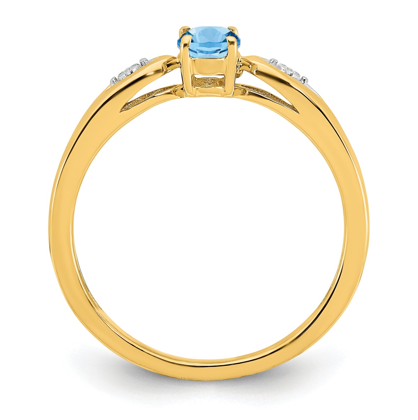 14K Yellow Gold Aquamarine and Diamond Ring