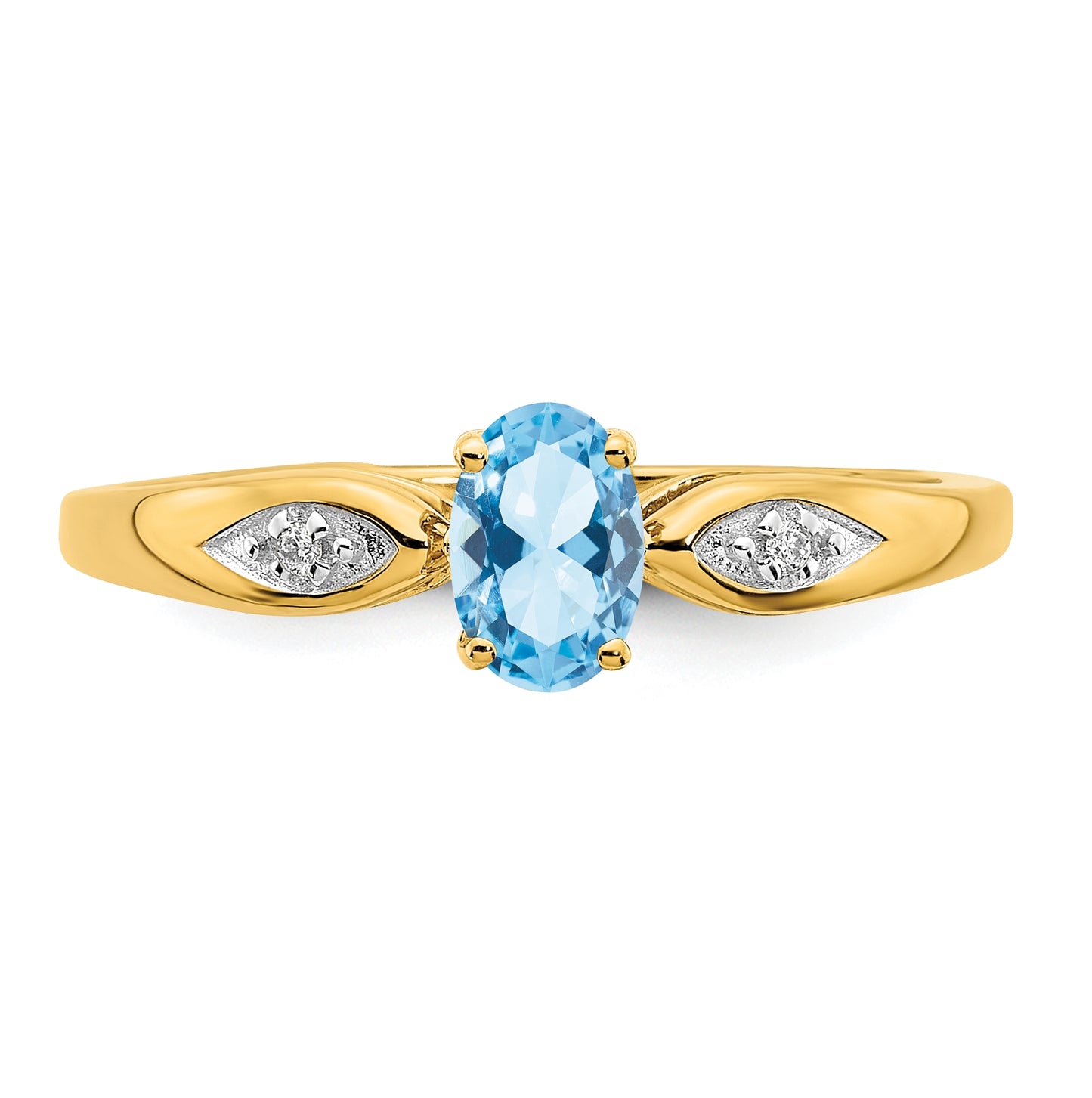 14K Yellow Gold Aquamarine and Diamond Ring