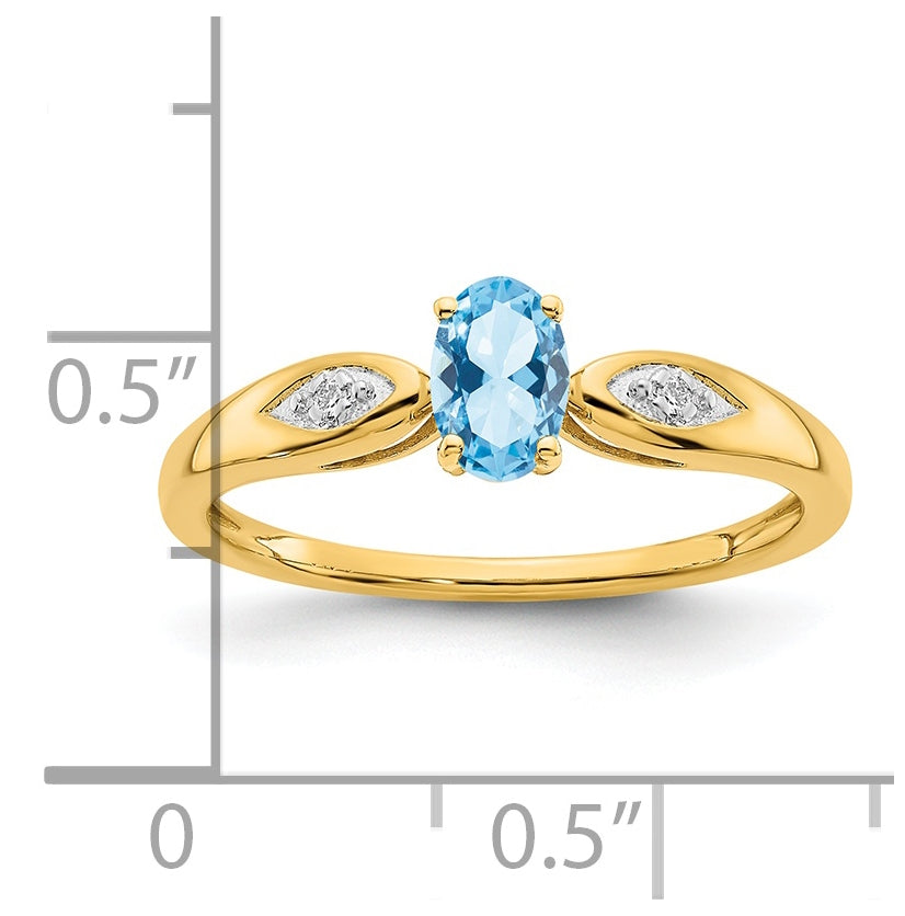 14K Yellow Gold Aquamarine and Diamond Ring