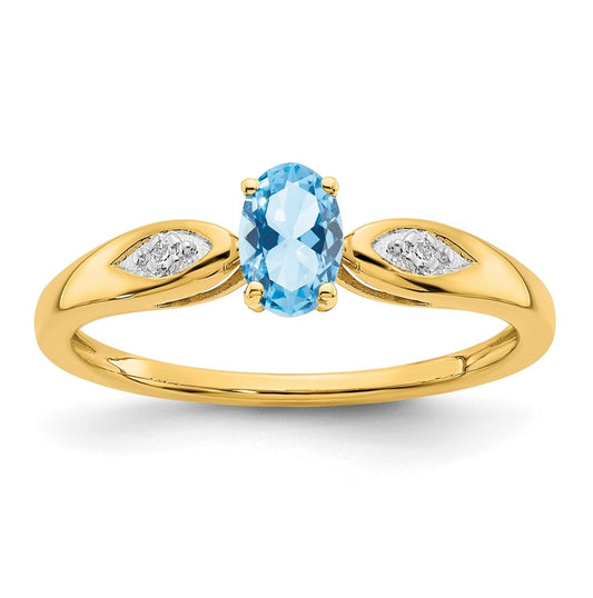 14K Yellow Gold Aquamarine and Diamond Ring