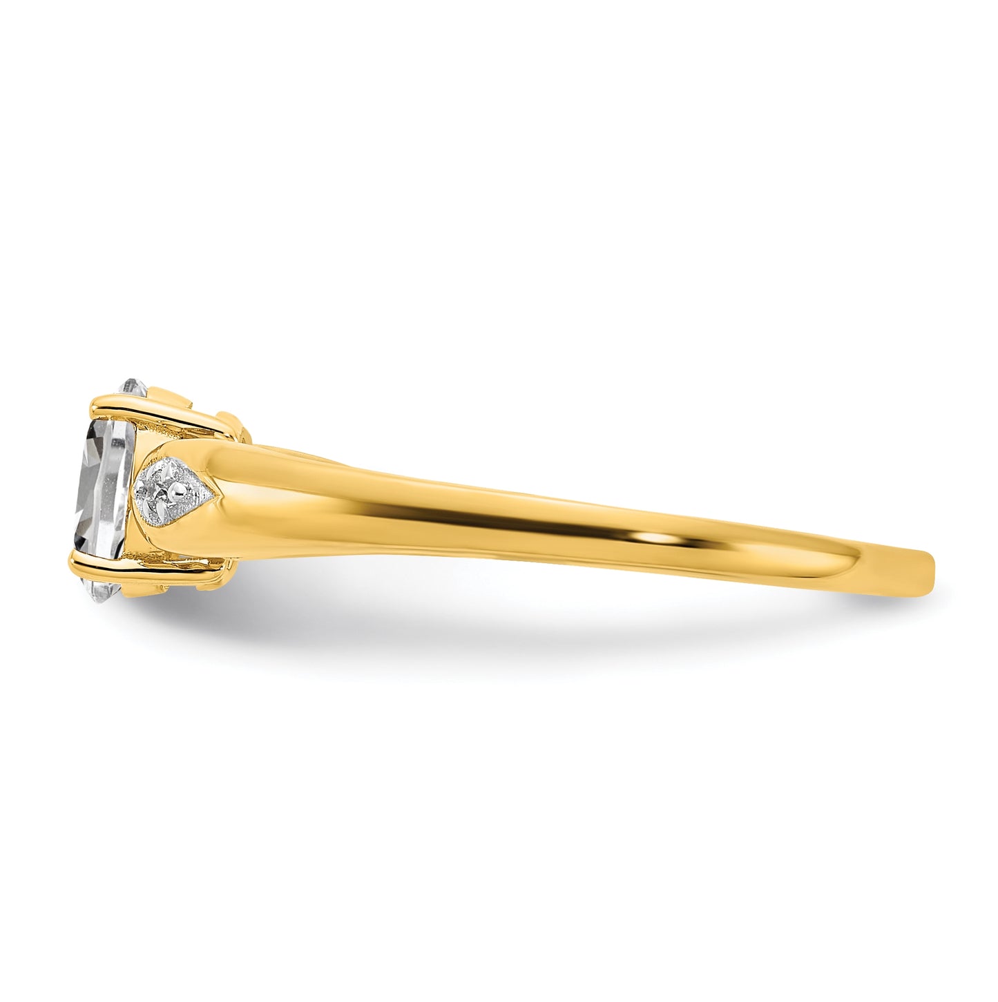 14K Yellow Gold White Topaz and Diamond Ring