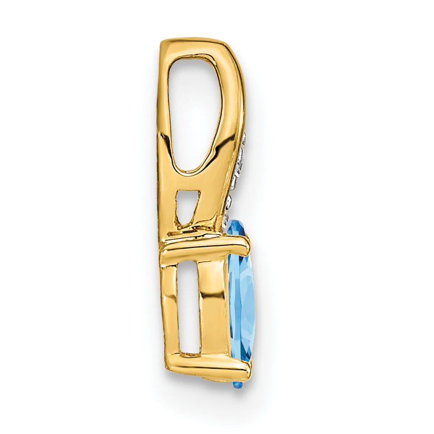 14K Yellow Gold Aquamarine and Diamond Pendant