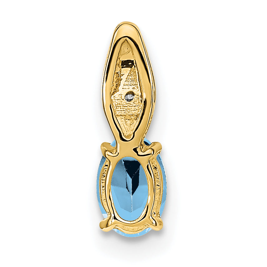 14K Yellow Gold Aquamarine and Diamond Pendant