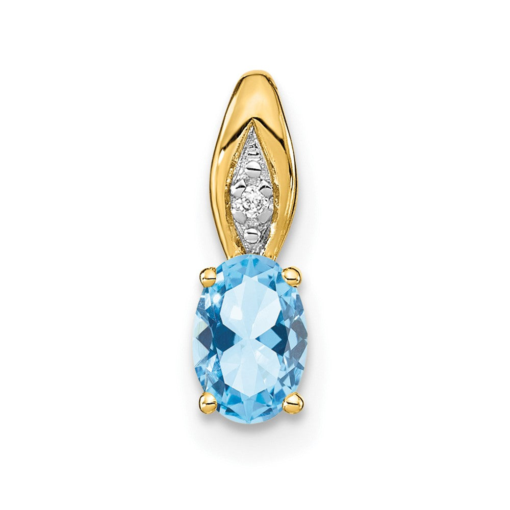 14K Yellow Gold Aquamarine and Diamond Pendant