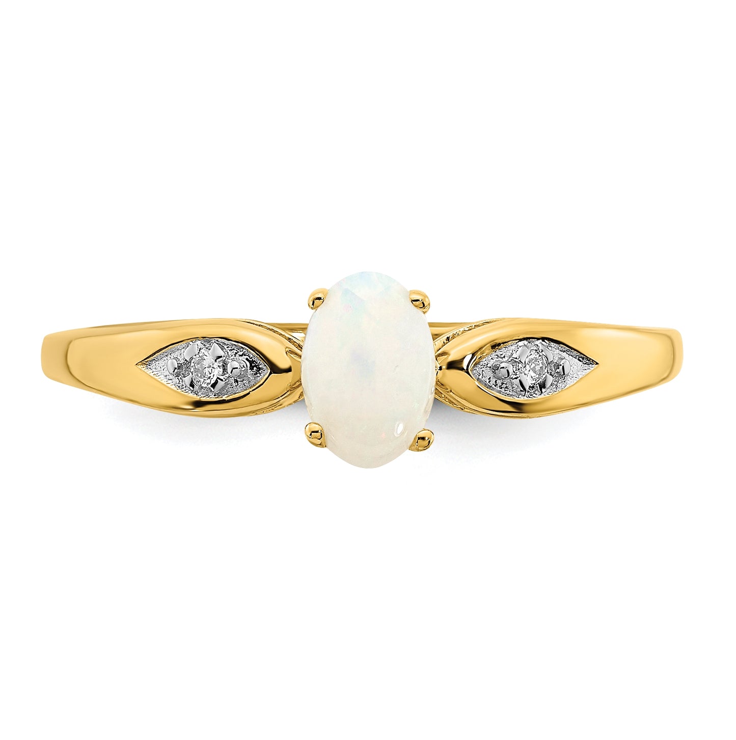 14K Yellow Gold Opal and Diamond Ring