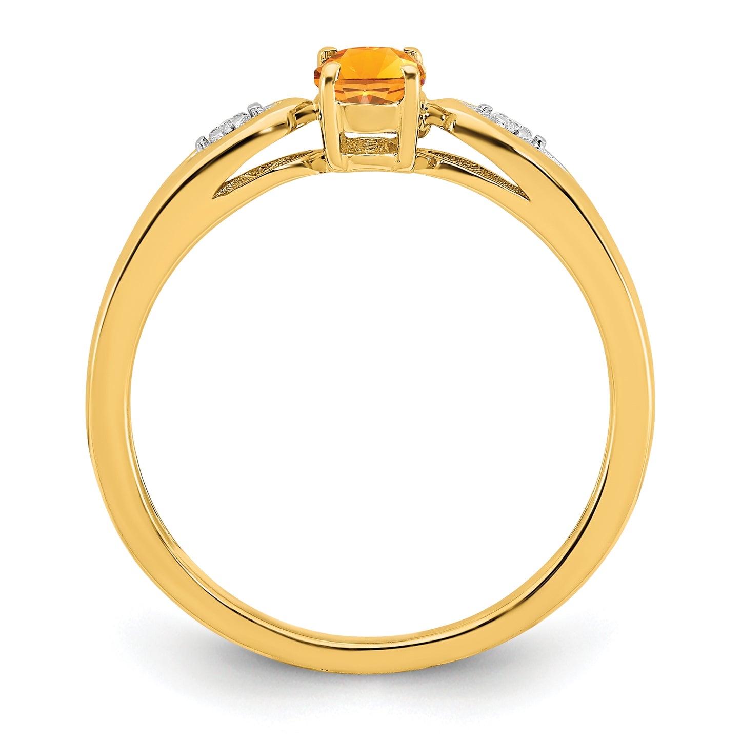 14K Yellow Gold Citrine and Diamond Ring