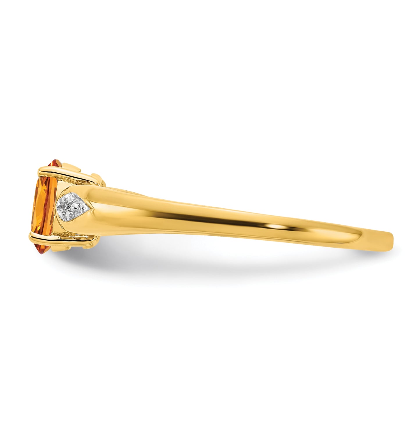 14K Yellow Gold Citrine and Diamond Ring