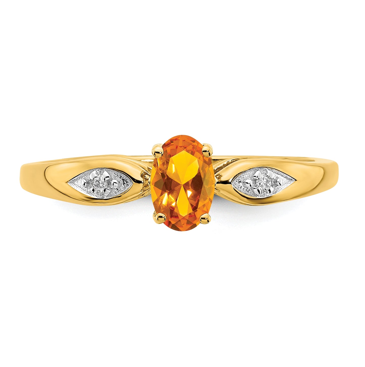 14K Yellow Gold Citrine and Diamond Ring