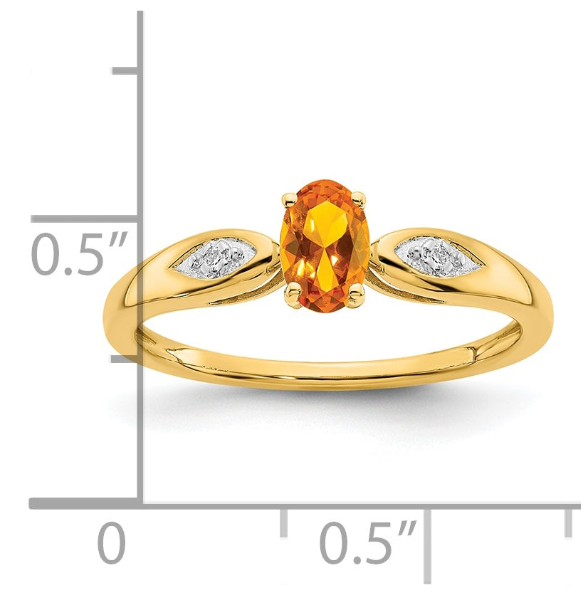 14K Yellow Gold Citrine and Diamond Ring