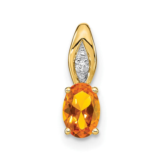 14K Yellow Gold Citrine and Diamond Pendant