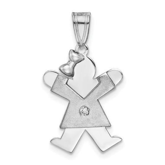 14k White Gold AA Diamond Kid Pendant