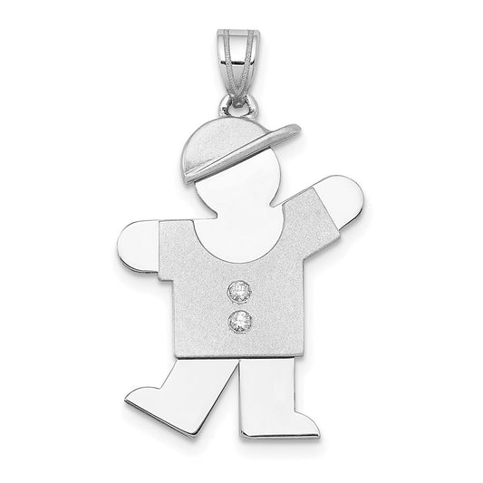 14k White Gold AA Diamond Kid Pendant