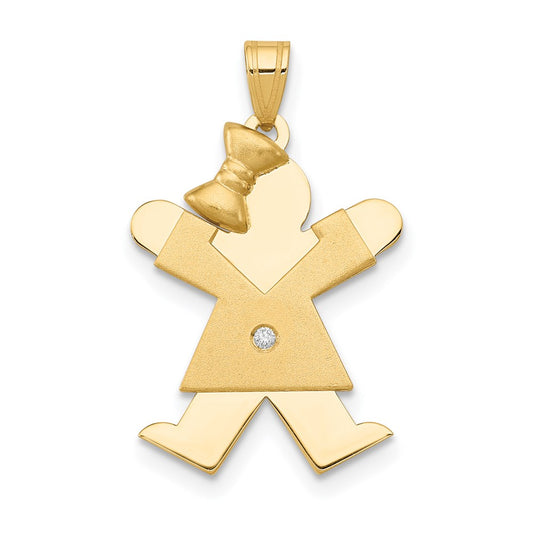 14K Yellow Gold AA Diamond Kid Pendant