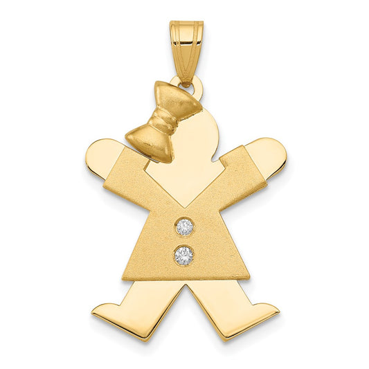 14K Yellow Gold AA Diamond Kid Pendant