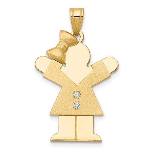 14K Yellow Gold AA Diamond Kid Pendant