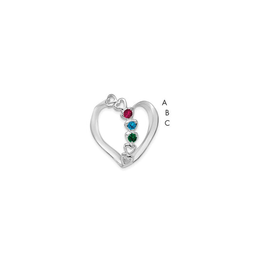 14K White Gold Synthetic Diamond Family Heart Slide