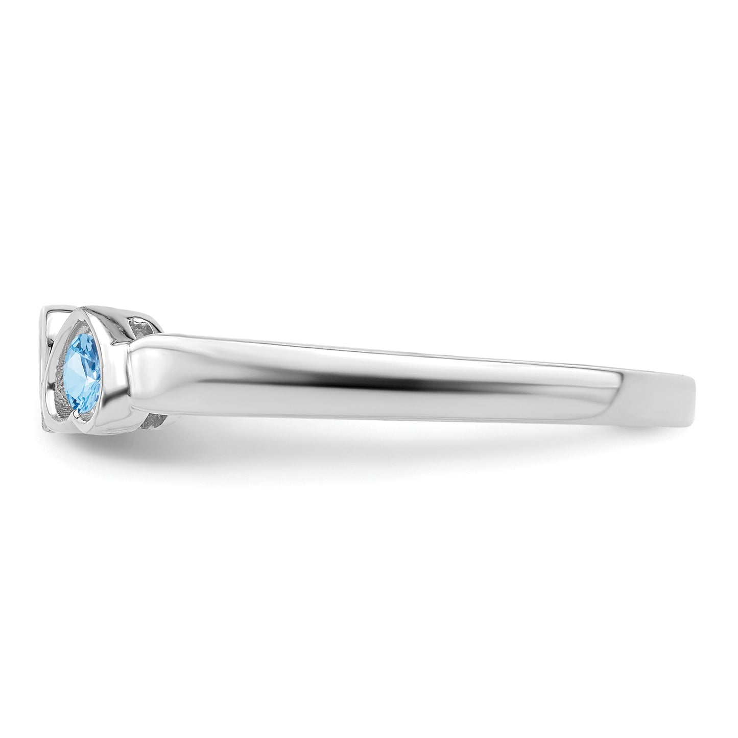 Sterling Silver Rhodium plated Synthetic 3 Stone Mother's Ring