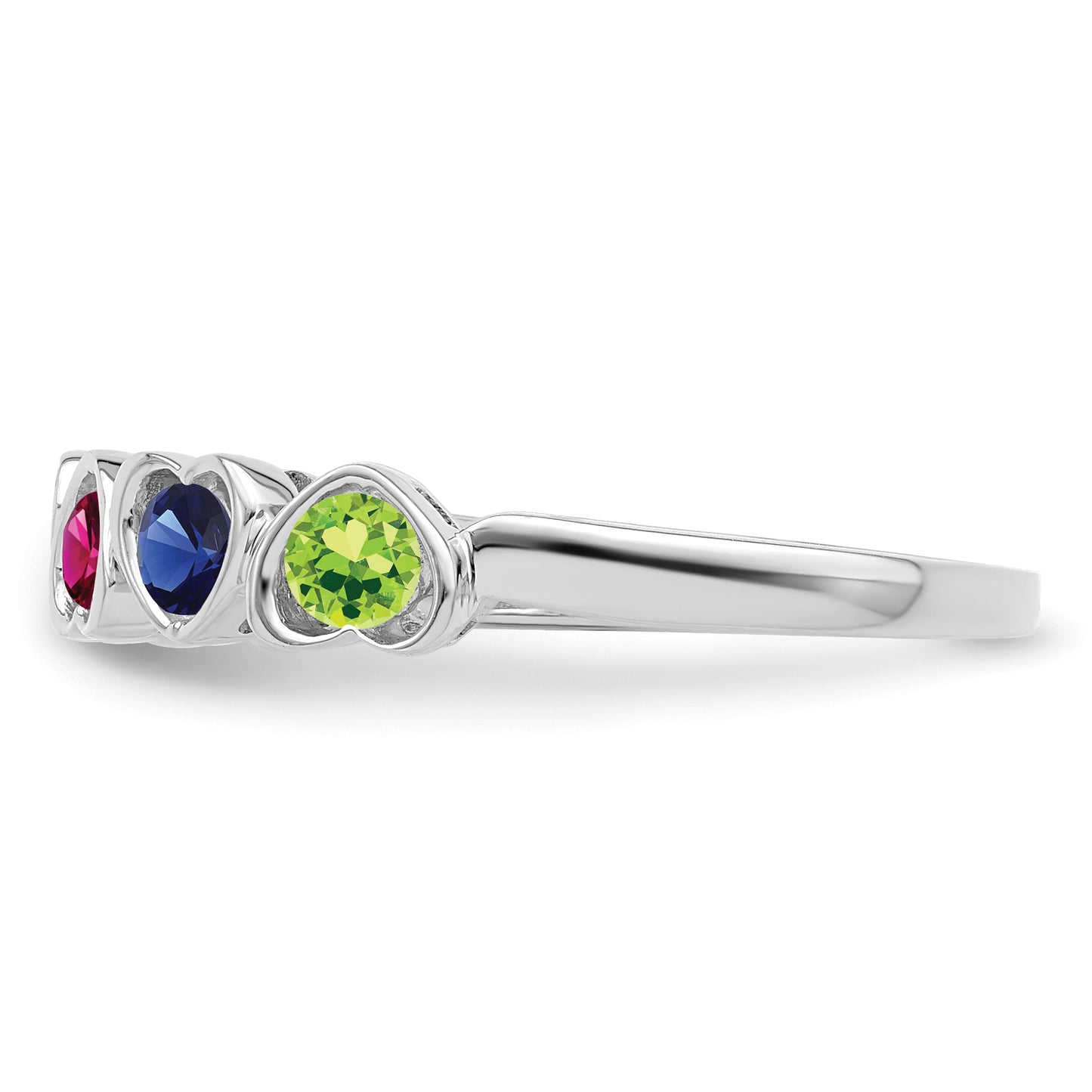 Sterling Silver Rhodium plated Synthetic 6 Stone Mother's Ring