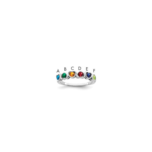 Sterling Silver Rhodium plated Synthetic 6 Stone Mother's Ring