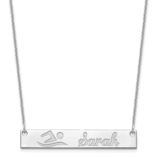 10K White Gold Medium Customized Bar Necklace