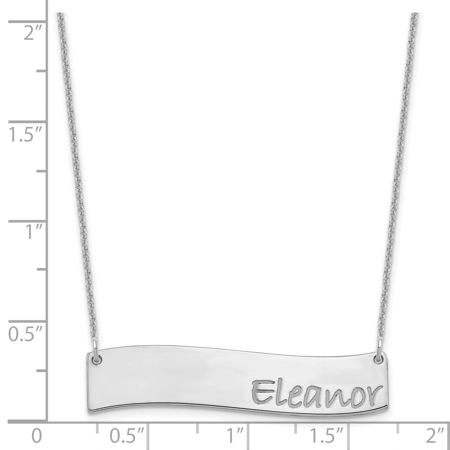 10K White Gold Medium Polished Curved Bar Necklace