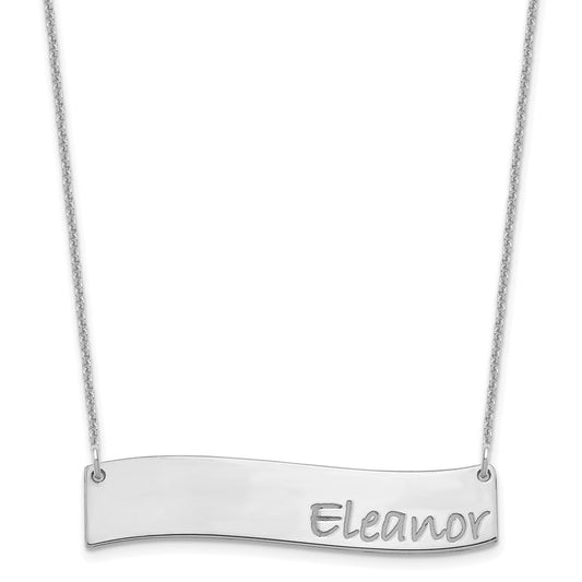 10K White Gold Medium Polished Curved Bar Necklace