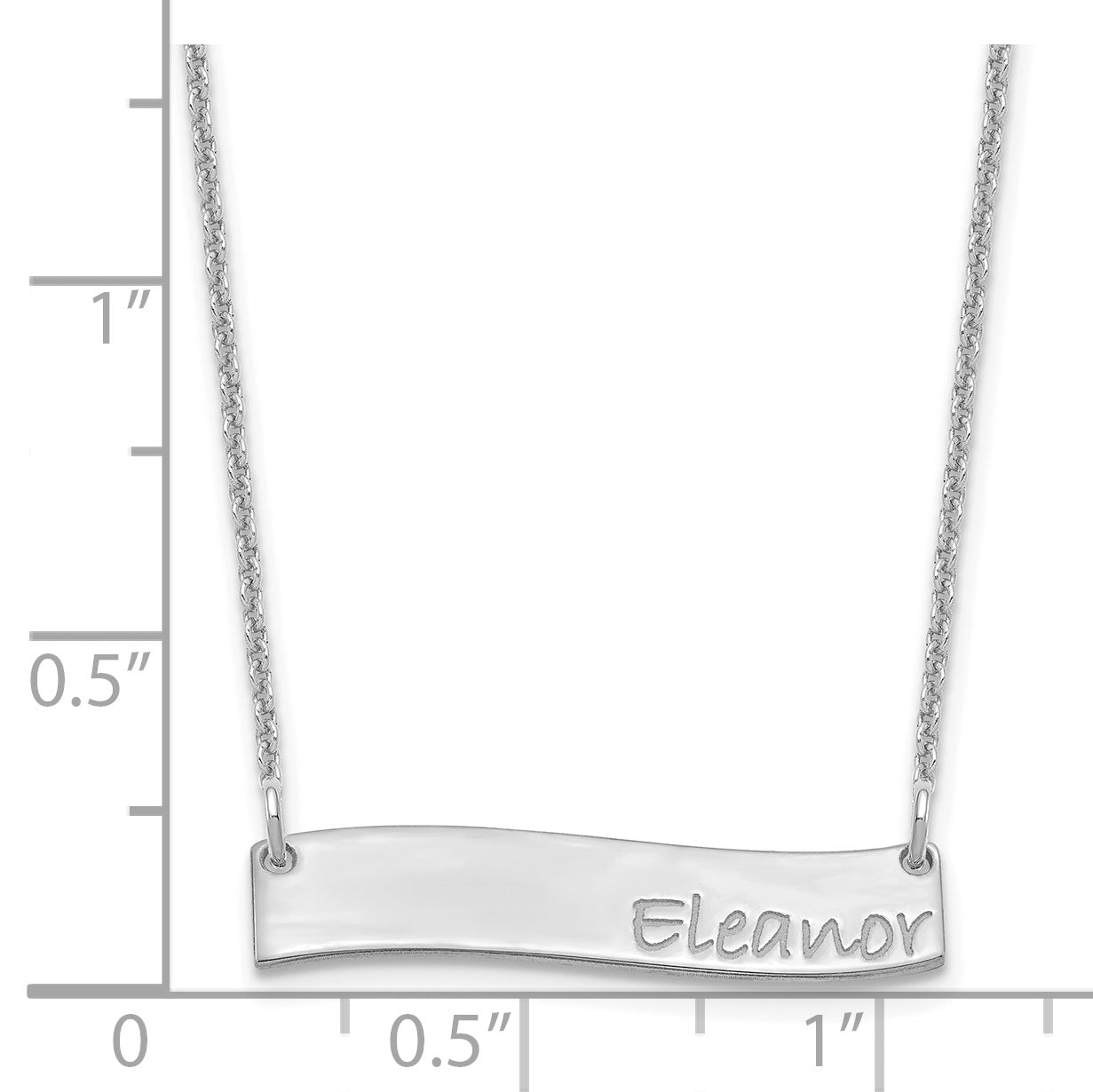 10K White Gold Small Polished Curved Bar Necklace