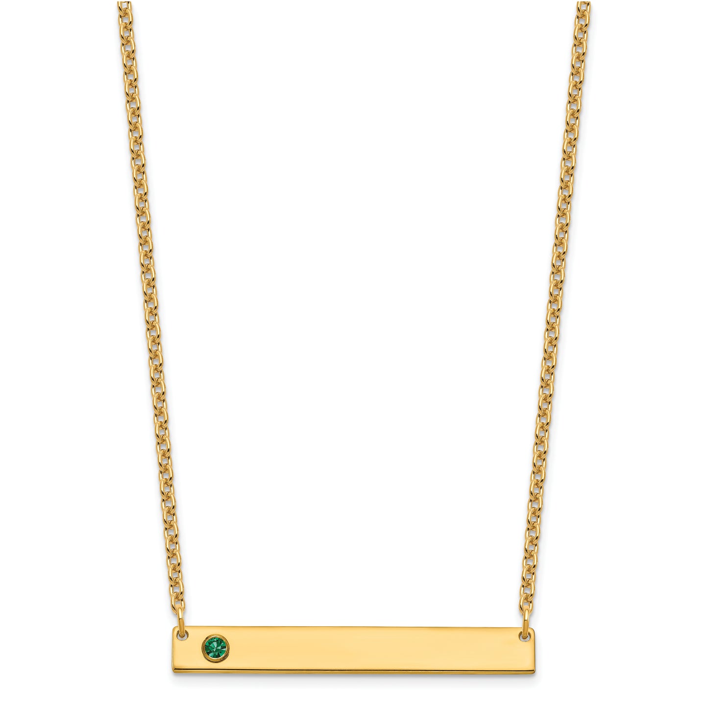 10K Yellow Gold 1 Birthstone w/ 14k Bezel Large Bar Necklace