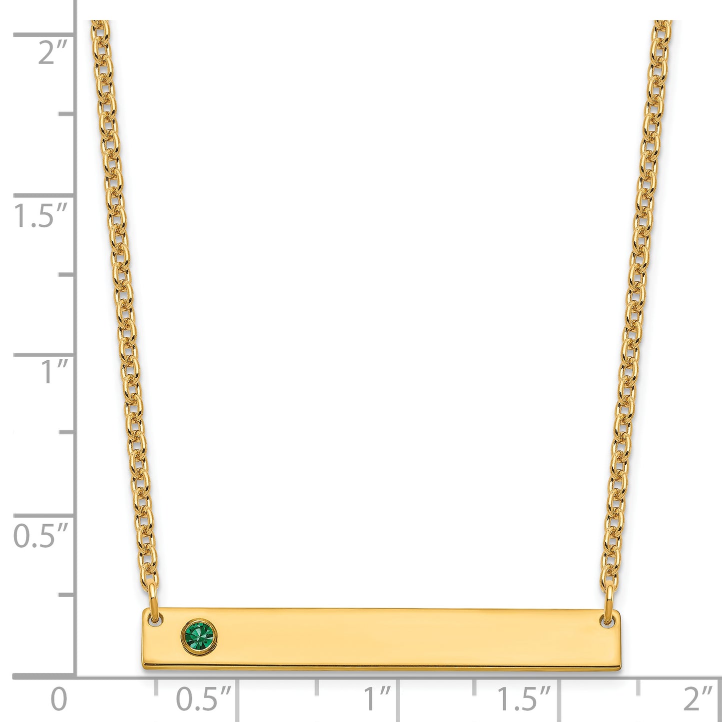 10K Yellow Gold 1 Birthstone w/ 14k Bezel Large Bar Necklace