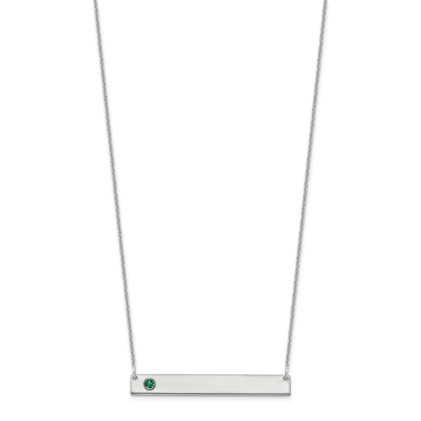 10K White Gold 1 Birthstone with 14k Bezel Large Bar Necklace