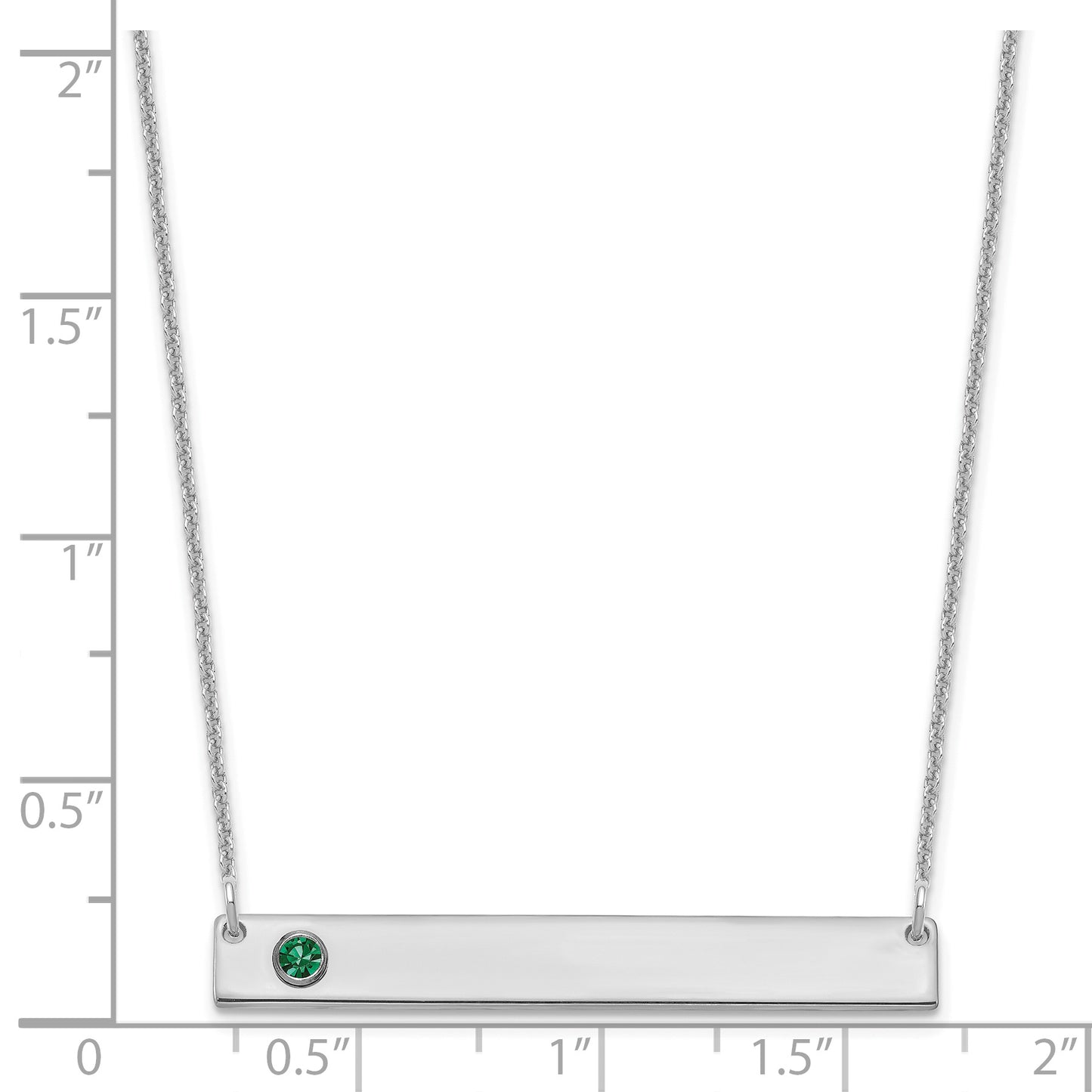 10K White Gold 1 Birthstone with 14k Bezel Large Bar Necklace