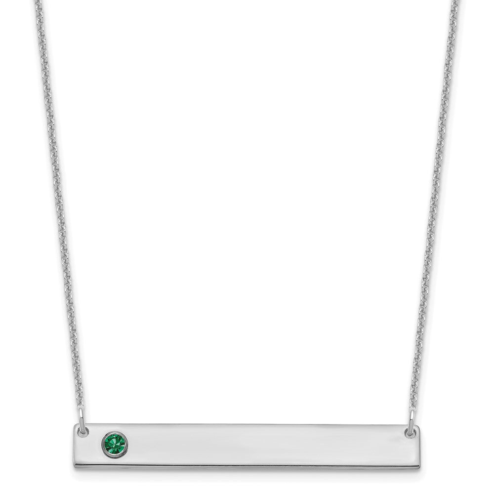 10K White Gold 1 Birthstone with 14k Bezel Large Bar Necklace