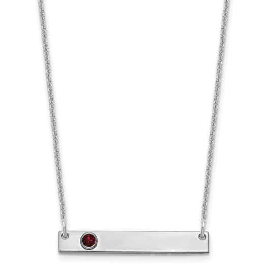 10K White Gold 1 Birthstone with 14k Bezel Small Bar Necklace