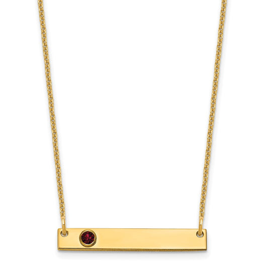 10K Yellow Gold 1 Birthstone w/ 14k Bezel Small Bar Necklace