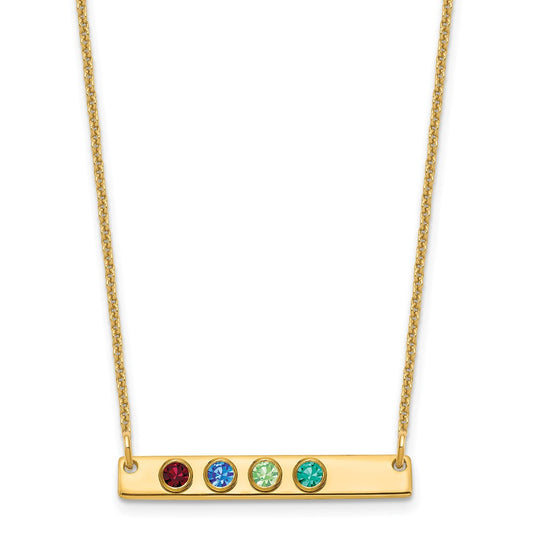 10K Yellow Gold 4 Birthstone w/ 14k Bezel Small Bar Necklace