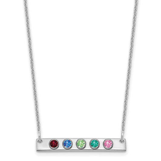 10K White Gold 5 Birthstone with 14k Bezel Small Bar Necklace