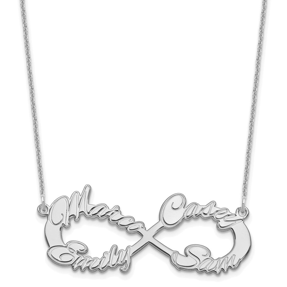 10K White Gold 4 Name Infinity Necklace