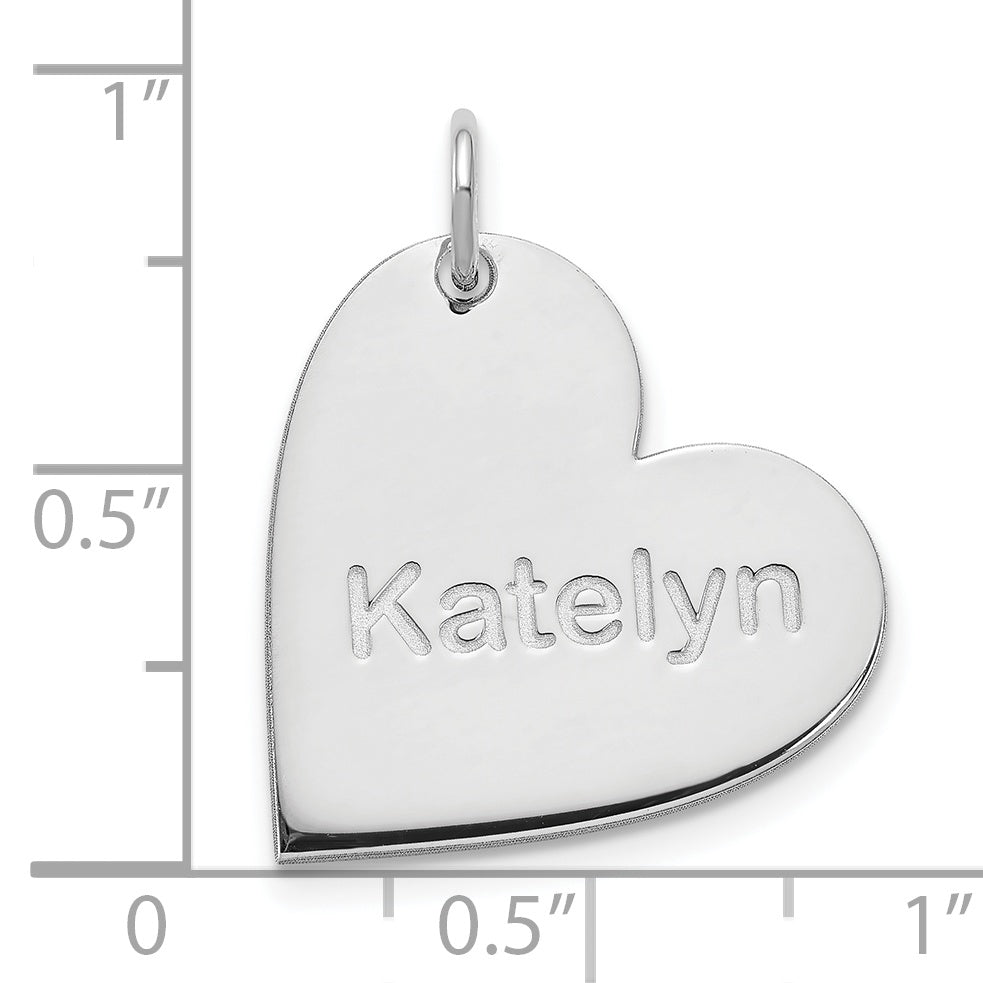 10K White Gold Personalized Heart Charm