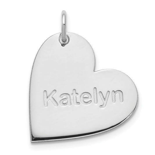 Sterling Silver Rhodium plated Personalized Heart Charm